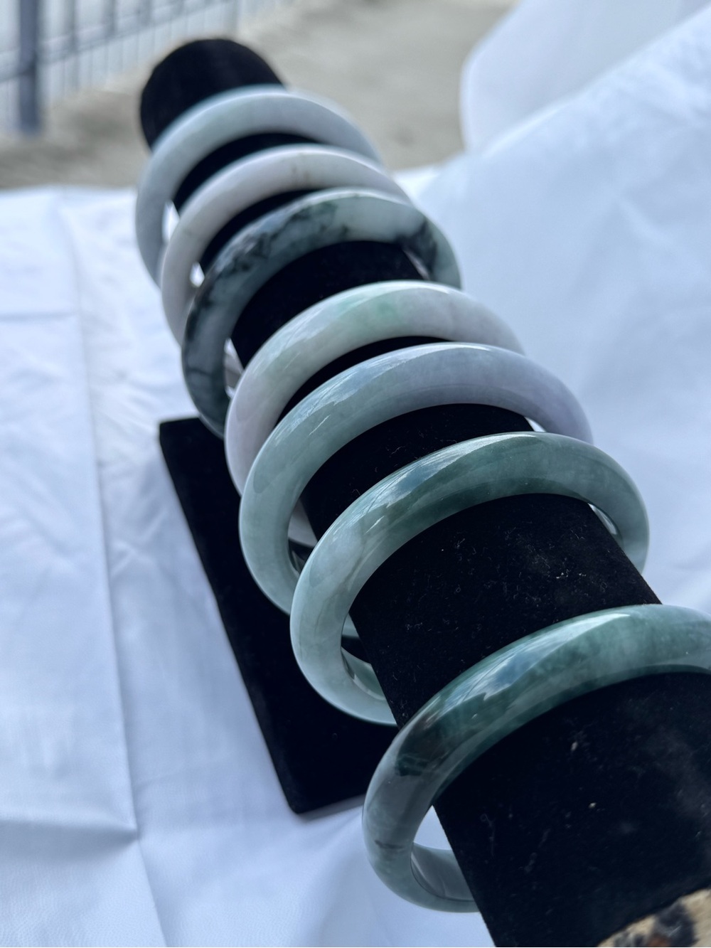 Jade-Style Green & Lavender Stone Bangle Bracelet - Elegant Home Accents